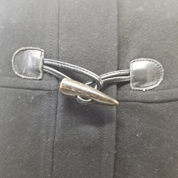 Michael Kors 10 Black Pea Coat Wool Blend Toggle Closure Hood Military Officer - Picture 3 of 6